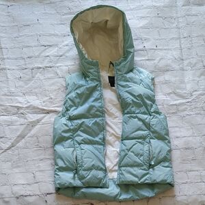 Light Blue Express Hooded Puffer Vest, M, EUC